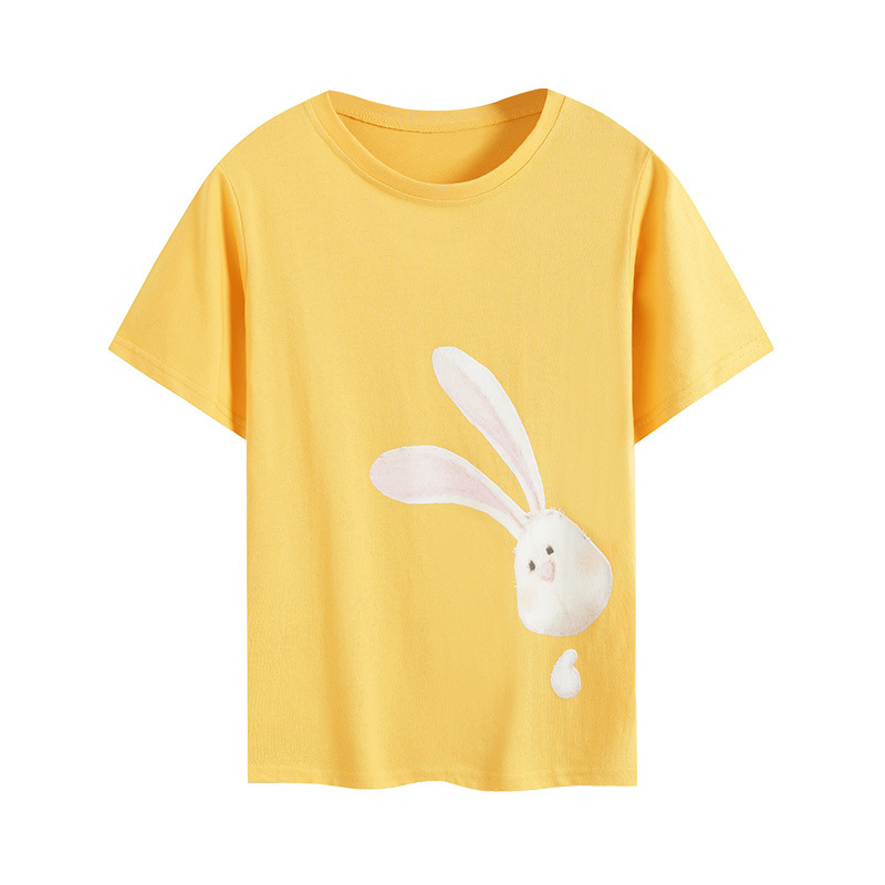 Blusas casuais femininas de impressão adorável de coelho, estilo coreano, feitas na China