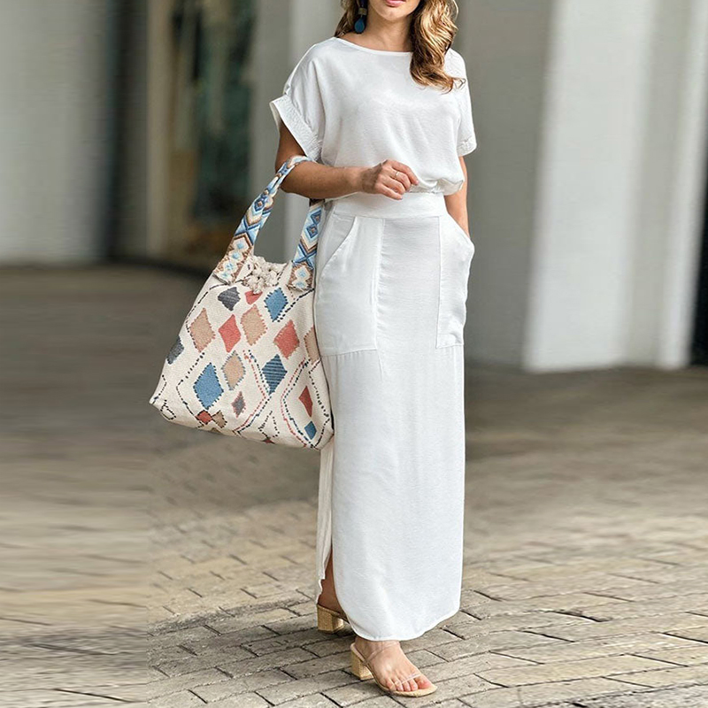 Personalização Profissional Verão Nova Moda Casual Tamanho Grande Conjunto de Duas Peças Camiseta de Manga Curta Calças Tamanho Grande Vestido Feminino