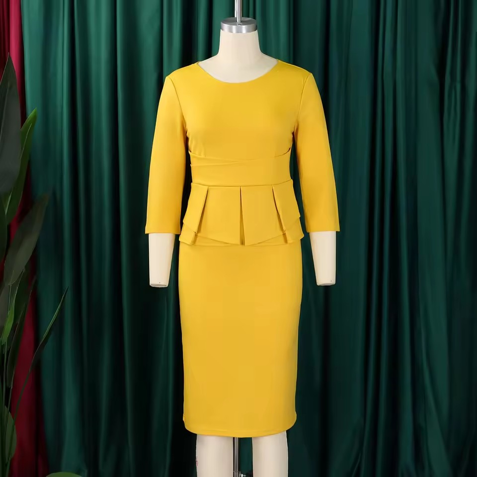Vestido de Trabalho Casual de Verão em Chiffon para Mulheres