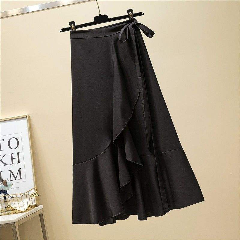 Fabricante de Roupas Personalizadas Saia Longa Casual Midi de Chiffon Irregular com Renda Fina de Verão, Alta na Cintura, Estilo Fishtail, Elegante para Senhoras