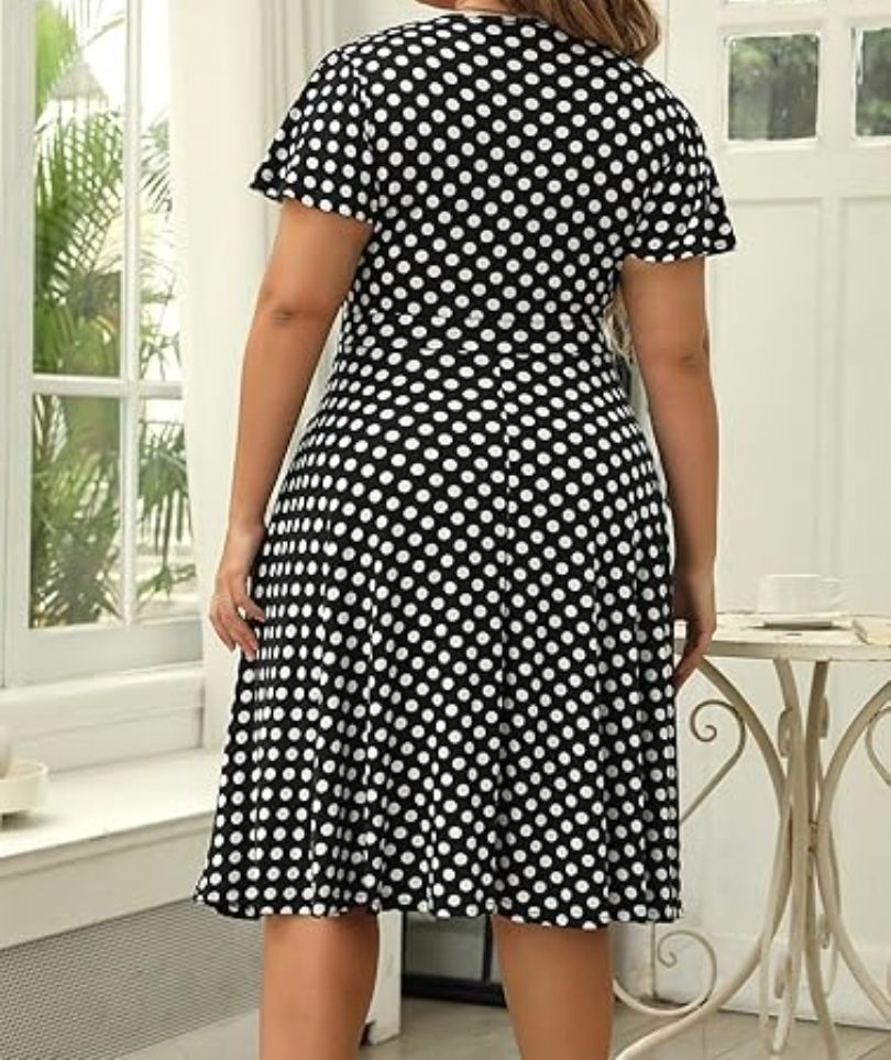 Vestido Casual de Verão Feminino com Decote em V e Mangas Curtas com Bolsos