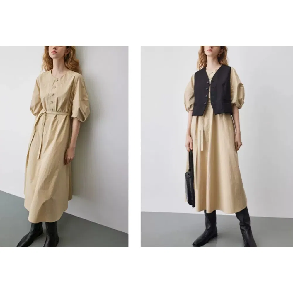 Vestido A Linha V Neck de Algodão Personalizado por Atacado para Mulheres, Elegante para Trabalho e Casual