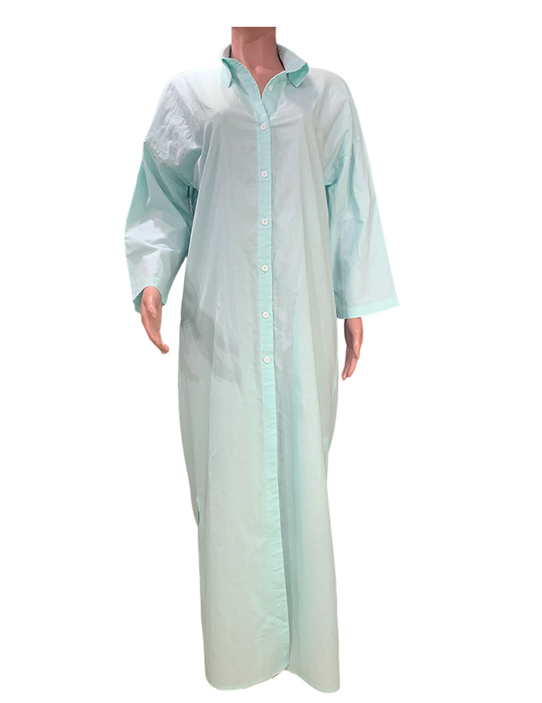 Camisa de algodão casual de manga curta, estilo de praia de verão, cor sólida, comprimento da moda, vestido feminino de alta qualidade