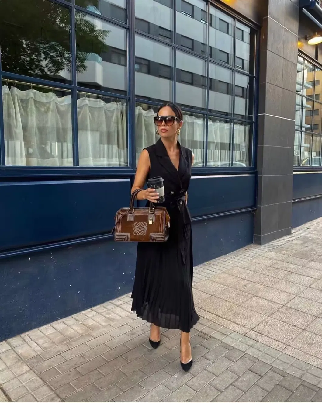 Vestido Midi Plissado Casual