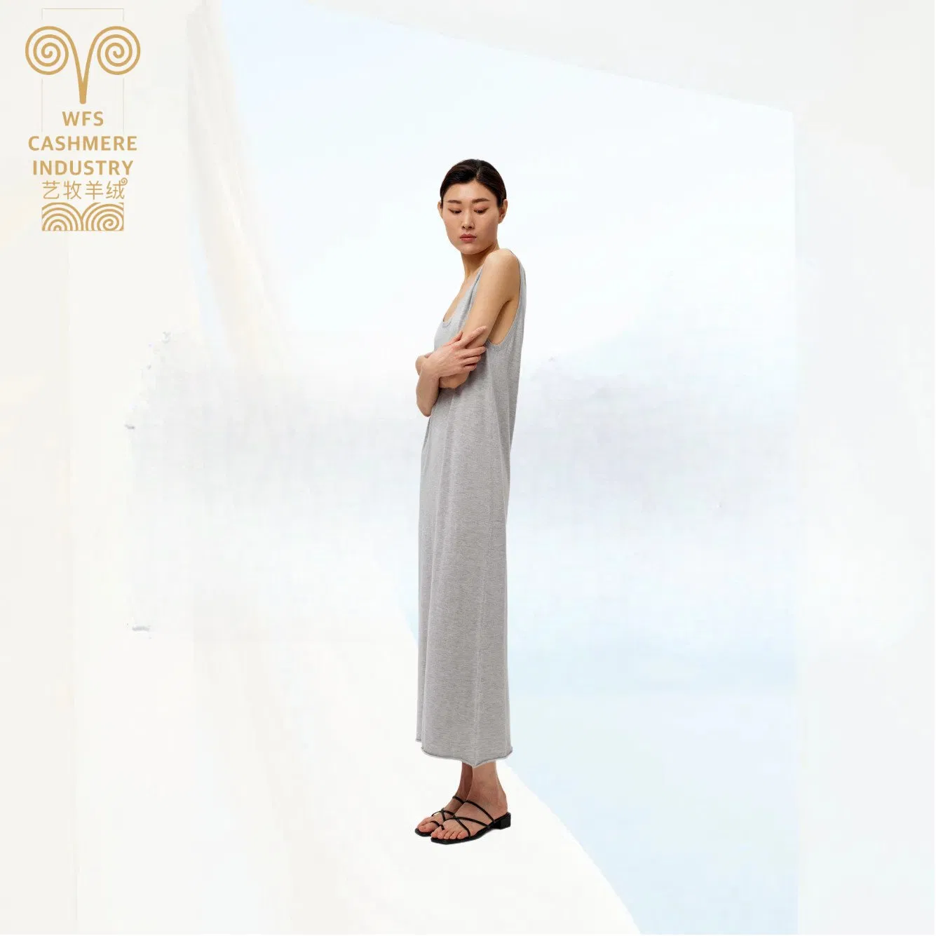 Fabricante Atacado Personalizado Capuz Oversize Solto Ajuste Relaxado Vestido de Suéter Casual Feminino em Mistura de Lã e Cashmere