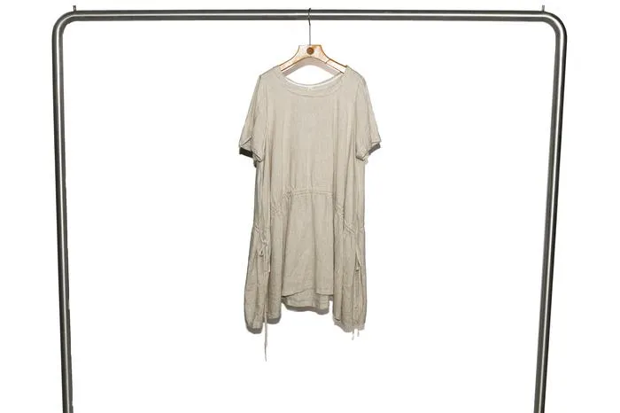 Vestido de Algodão e Linho Estilo Japonês – Roupas Casuais Minimalistas