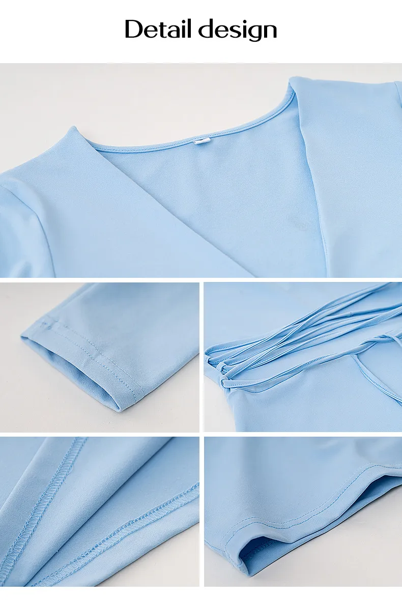 Vestido Casual de Carreira Feminino de Manga Longa com Decote em V Sexy para Outono e Inverno