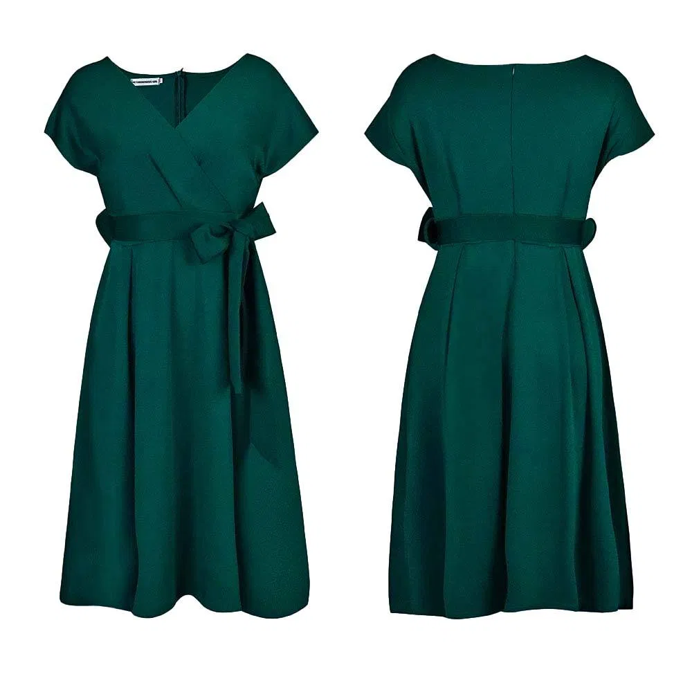 Último Design Laço Bandagem Elegante Vestidos Casuais Vestido de Escritório para Mulheres Vestido Formal de Trabalho Cintura Alta A-Line Vestidos de Noite