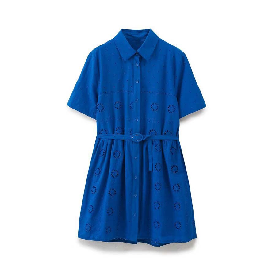 Vestido de viagem para meninas, casual, personalizável, com renda, laser, flor, cor sólida azul marinho