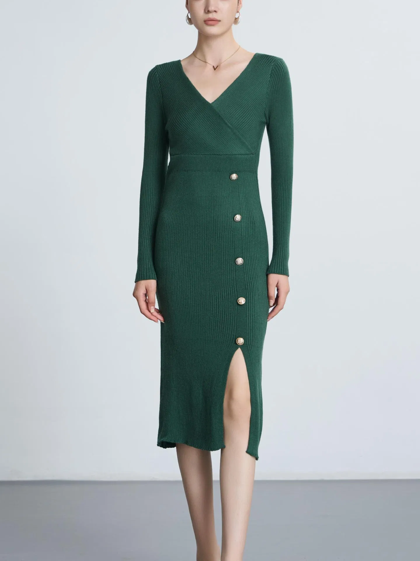 2025 Vestido de Malha Casual Feminino Midi