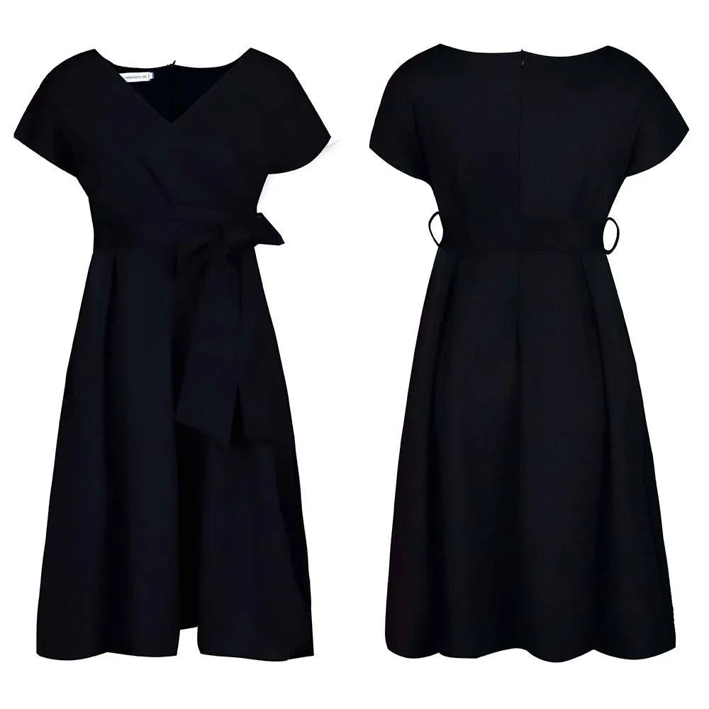 Último Design Laço Bandagem Elegante Vestidos Casuais Vestido de Escritório para Mulheres Vestido Formal de Trabalho Cintura Alta A-Line Vestidos de Noite