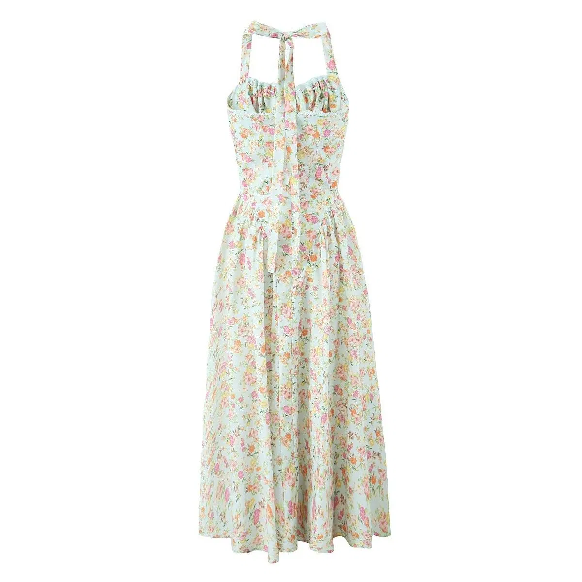 Vestido Casual Floral Sem Mangas para Mulheres em Algodão Respirável Lavável Estilo Modesto Ombro a Descoberto Natural
