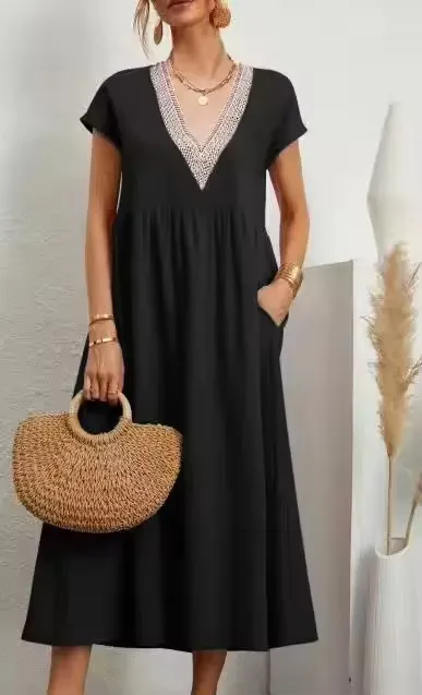 Vestido Casual de Cor Sólida