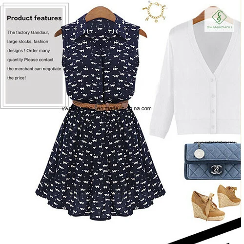Vestido Casual de Colarinho em Algodão para Mulheres com Novo Design de Moda Fábrica