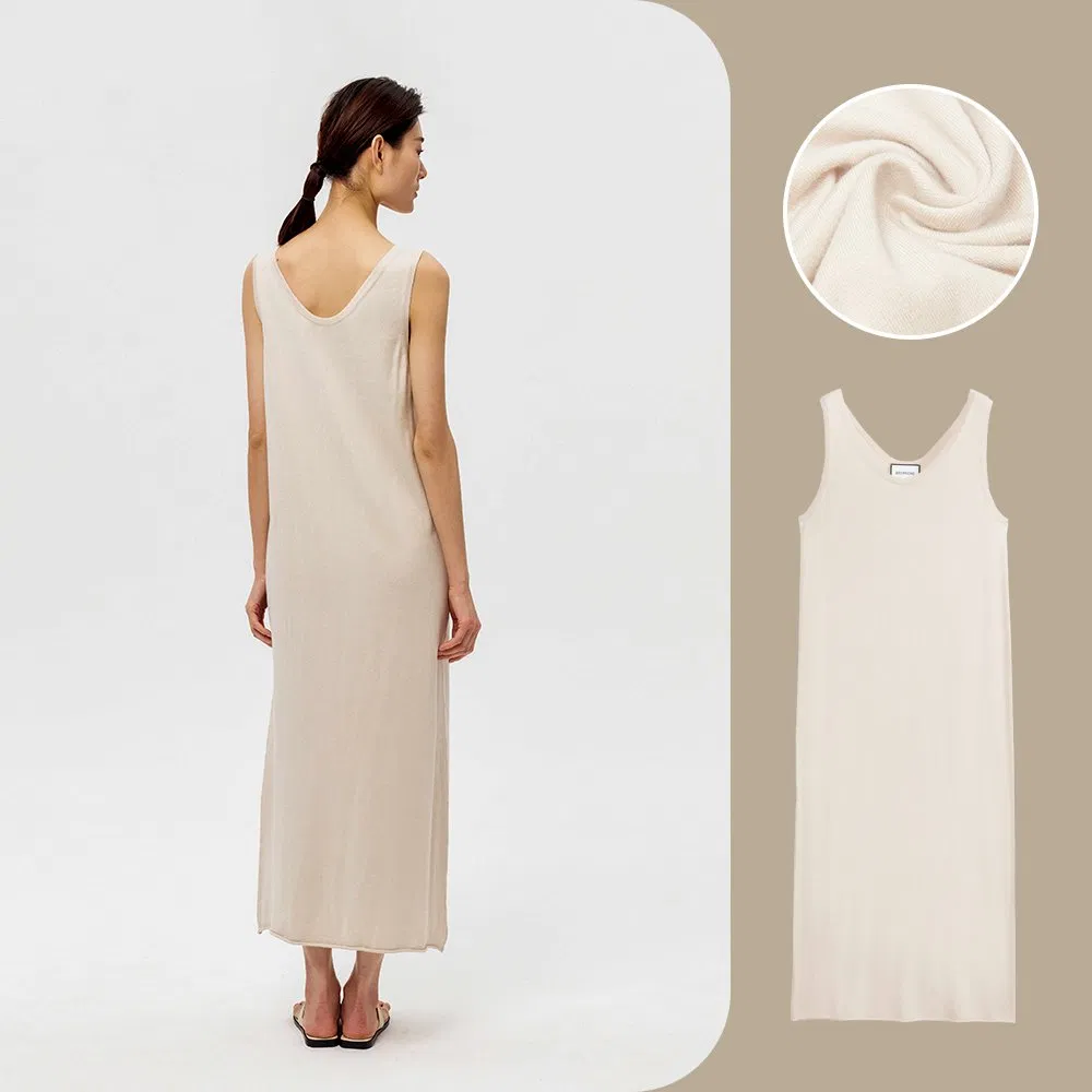 Vestidos de T-shirt de modal feminino de alta qualidade, atacado, vestidos casuais sem mangas, vestido oversized feminino