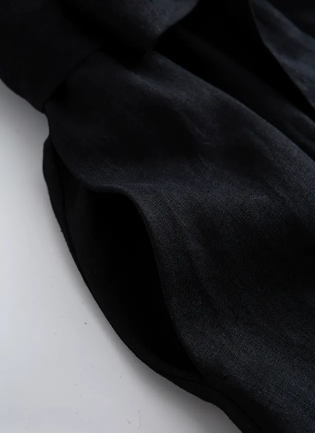 Vestido Casual Elegante com Cinto na Cintura e Mangas Curtas para Mulheres em Linho