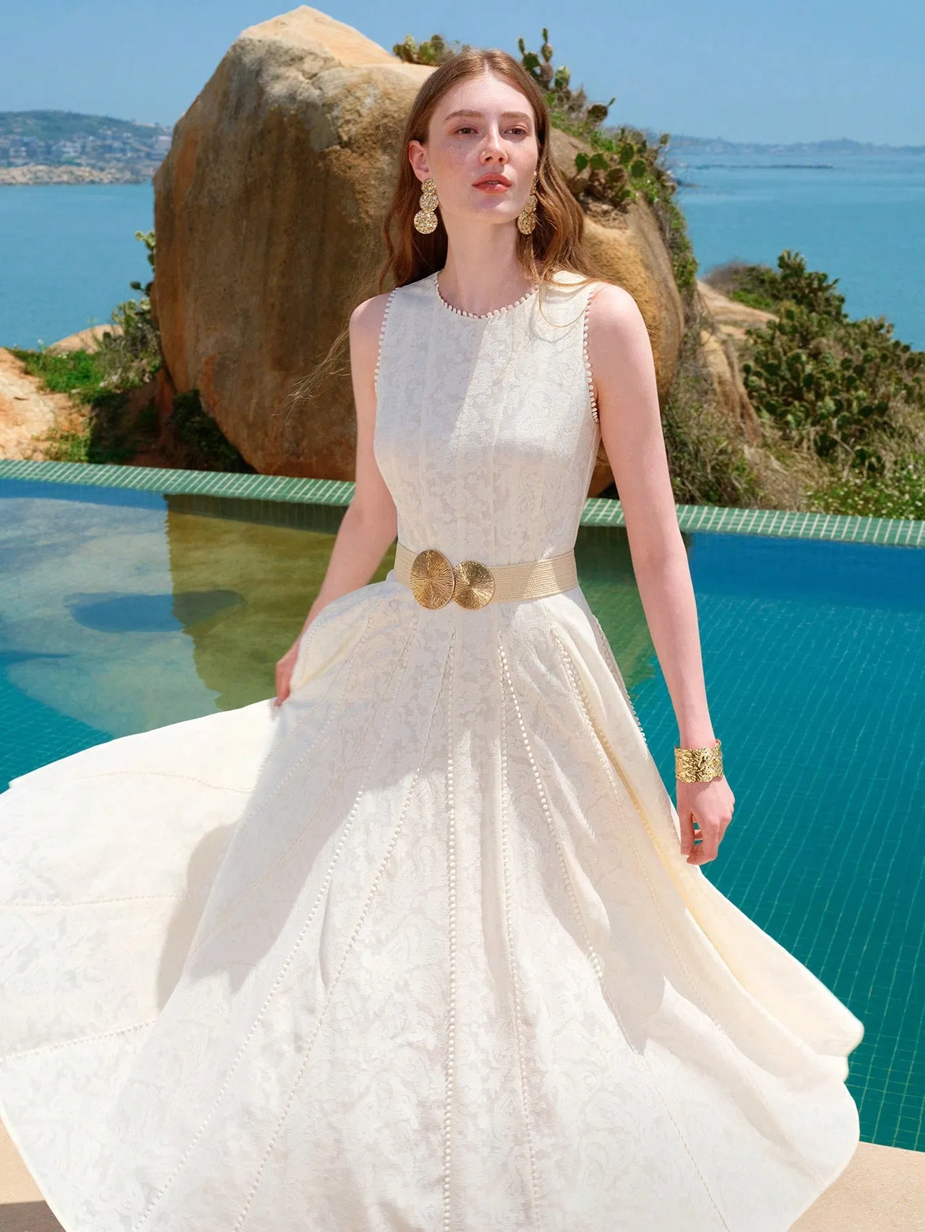 Vestido Casual Sem Mangas Simples Moderno com Confortável Mistura de Algodão