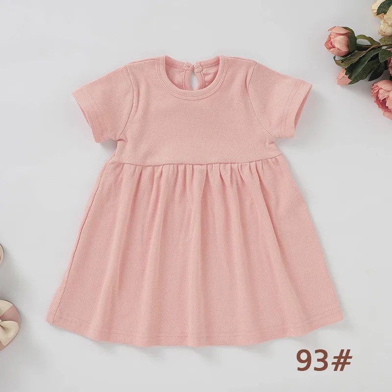 Tecidos de bambu personalizados de fábrica, saias casuais de manga curta, vestidos para bebês, amigáveis à pele