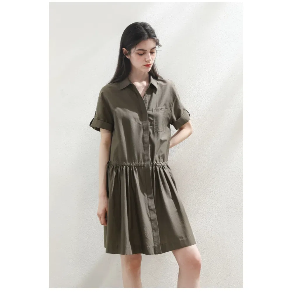 Vestido Midi Casual de Trabalho para Mulheres com Cintura Ajustável