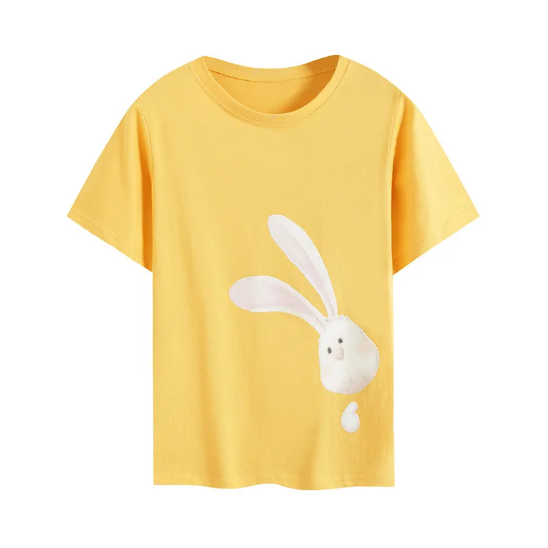 Blusas casuais femininas de impressão adorável de coelho, estilo coreano, feitas na China