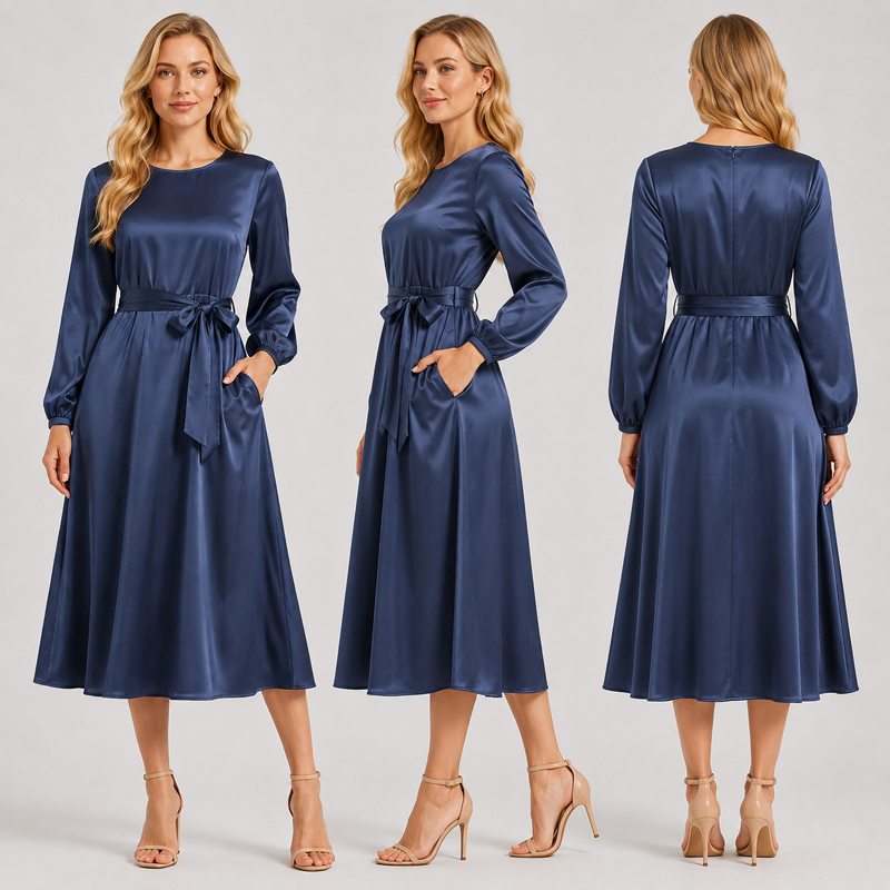 Fornecedor de Vestido Floral de Manga Longa Personalizado para Mulheres, Vestido Casual para Primavera e Outono e Varejo de Boutique