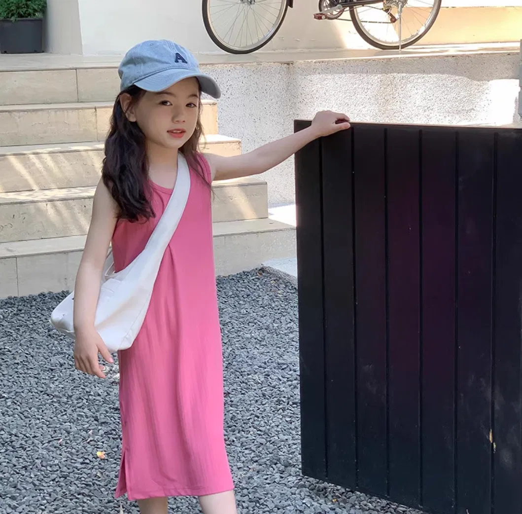 Vestido Casual de Camiseta para Meninas de Verão em Bamboo OEM