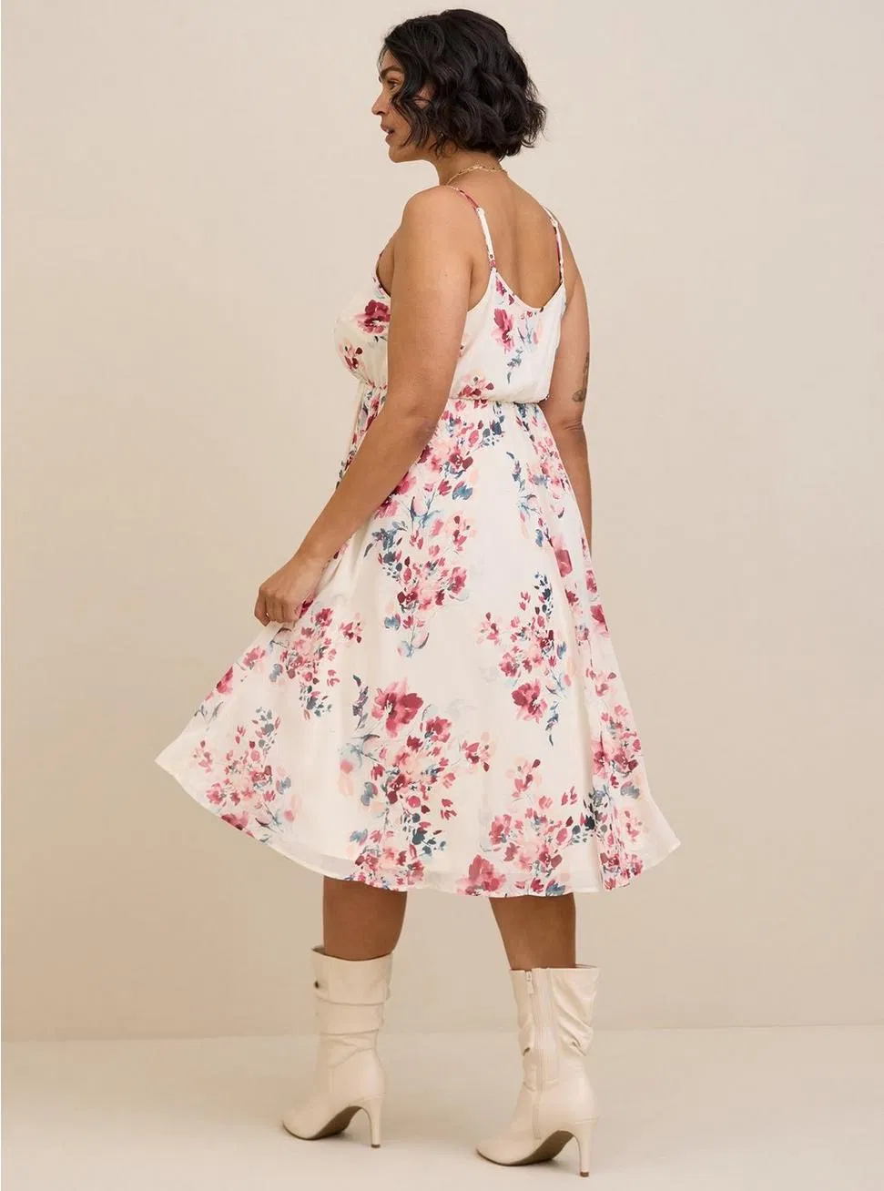 Vestido midi slip floral de cintura alta slim casual de moda personalizado de fábrica