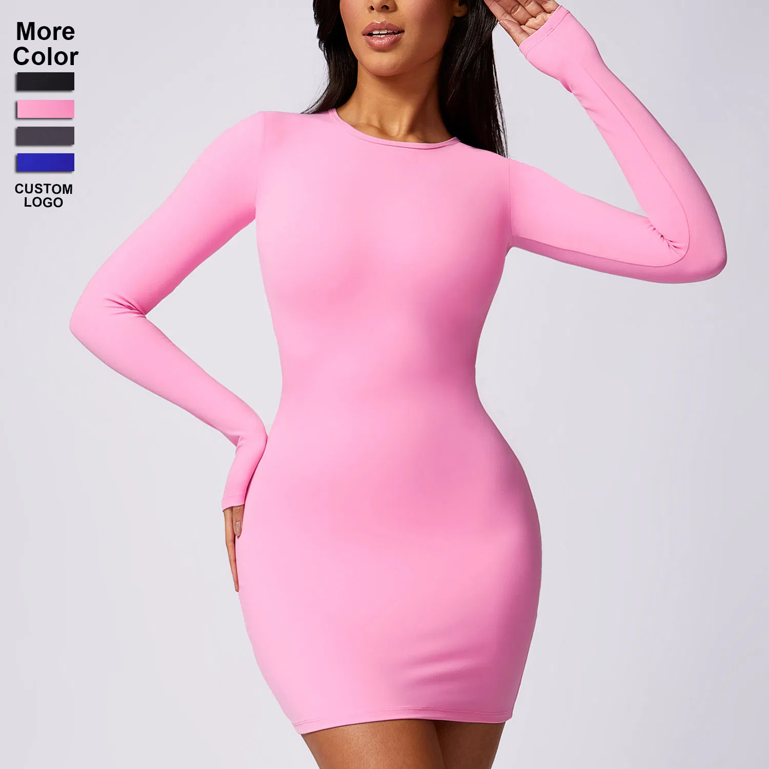 Vestido mini casual de manga longa com decote redondo para mulheres, ideal para festas de outono