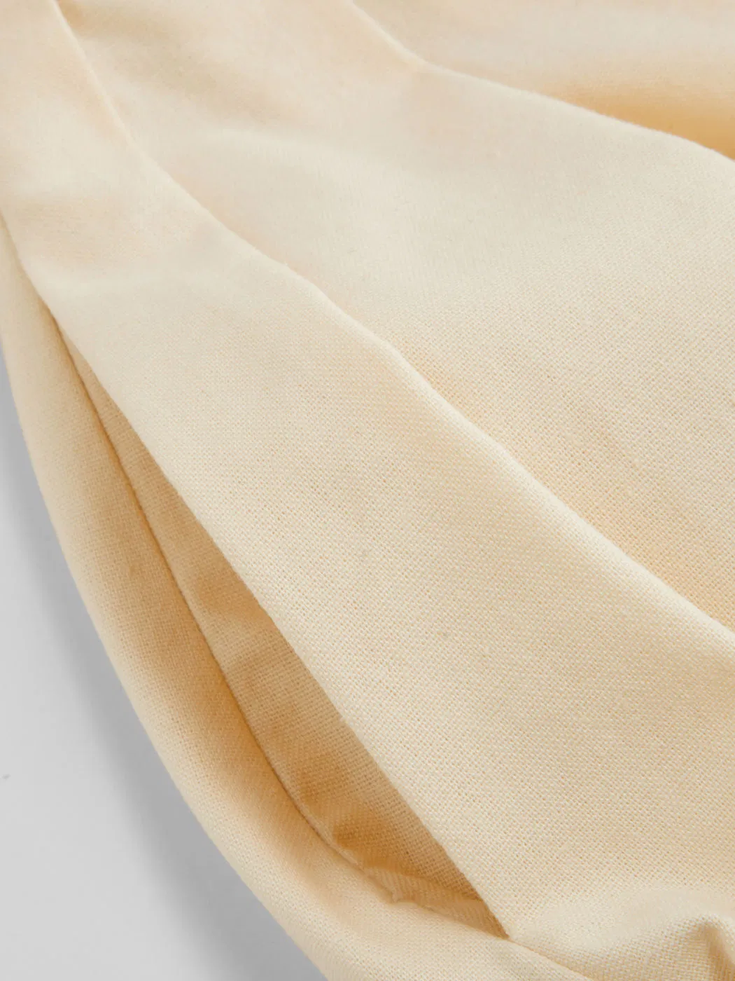 Vestido midi de linho misto casual feminino com decote barco, borda com babados e costas nuas
