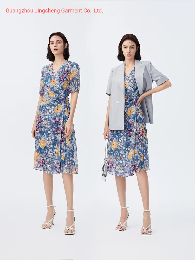 Vestidos de Verão de Moda Atacado para Mulheres, Vestidos de Praia Boho de Seda, Roupas de Festa Casuais com Decote em V, Vestido de Festa