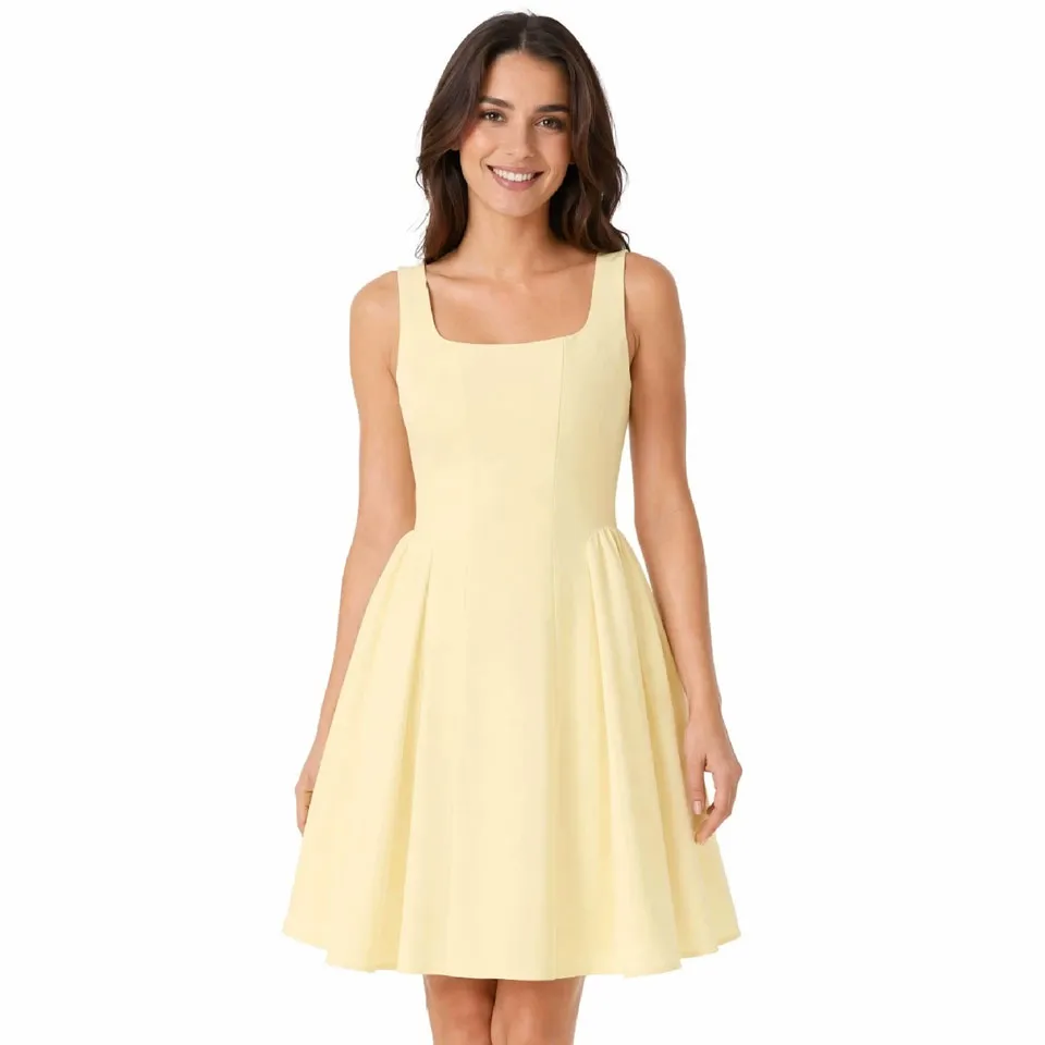 Vestido Mini Sem Mangas Preto Sólido