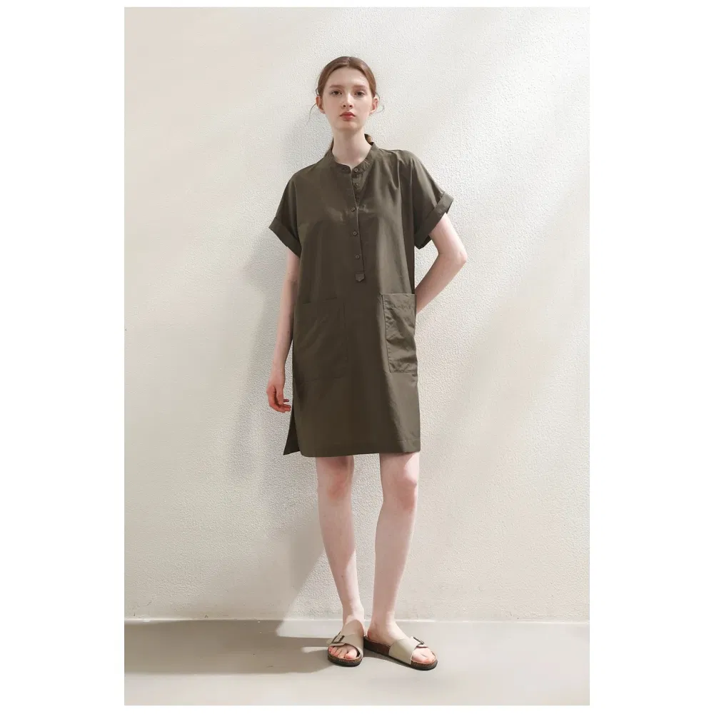 Vestido Elegante com Saia em A Drapada de Estilo Simples em Seda e Algodão Personalizado OEM da China, Casual e Versátil para Trabalho e Escritório, Atacado para Mulheres