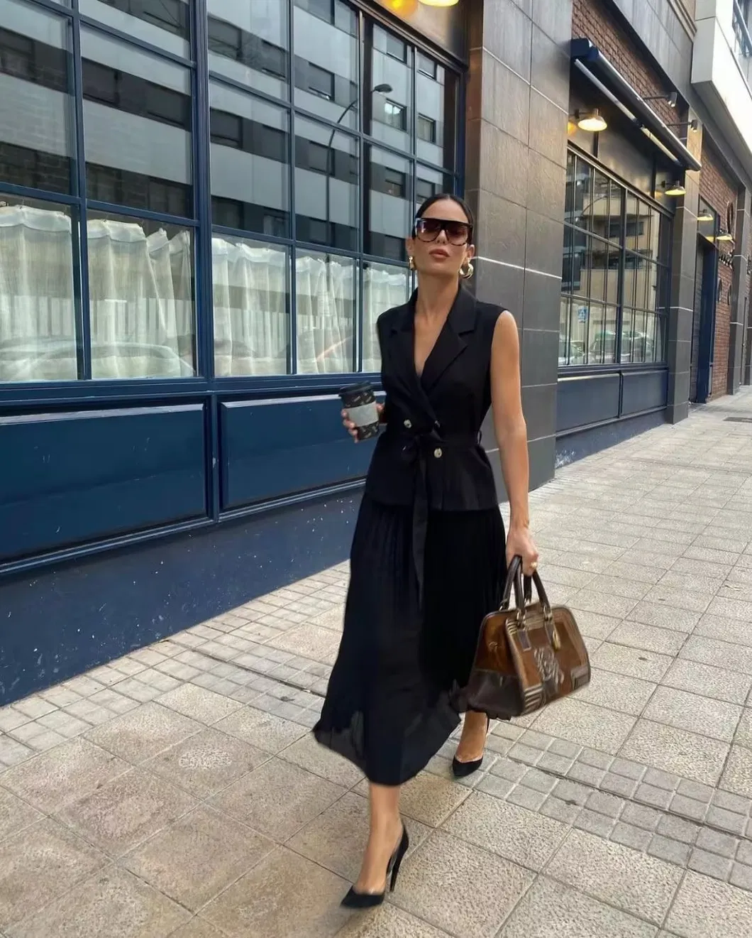 Vestido Midi Plissado Casual
