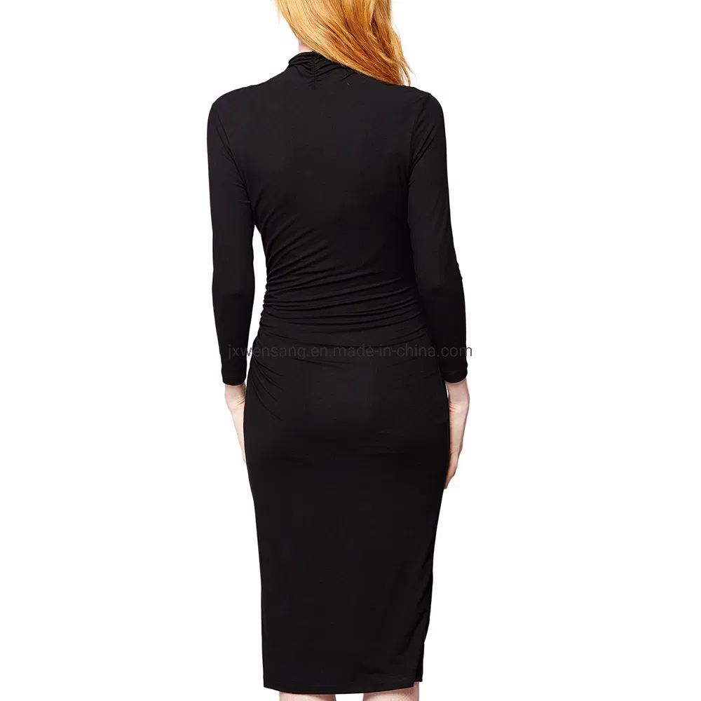 Vestido envolvente casual de maternidade e amamentação em lã Merino da Austrália