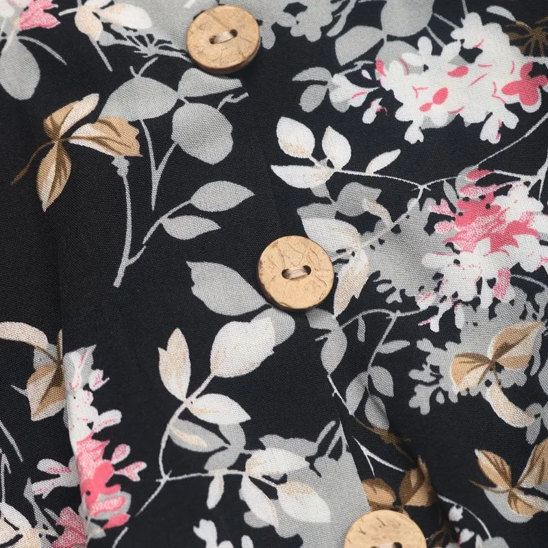 Vestido Floral Impresso de Manga Longa para Mulheres