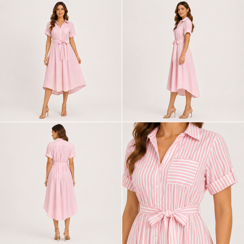 Vestido Camisa Utilitário Fabricante Design de Bolso Vestido Casual Feminino para Trabalho ao Ar Livre e Estilo Urbano