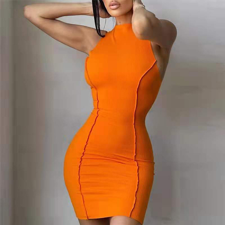 Vestido Casual Sem Mangas Bodycon Curto para Mulheres, Levanta o Bumbum de Verão em Malha