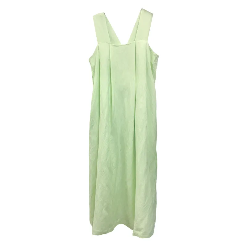 Vestido de linho e algodão solto e estiloso personalizado para uso casual