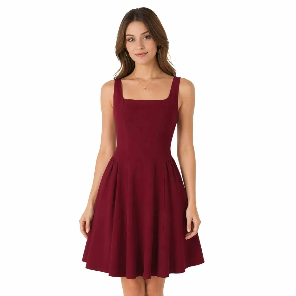 Vestido Mini Sem Mangas Preto Sólido