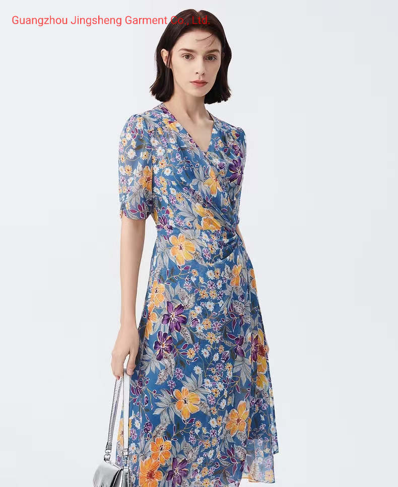 Vestidos de Verão de Moda Atacado para Mulheres, Vestidos de Praia Boho de Seda, Roupas de Festa Casuais com Decote em V, Vestido de Festa