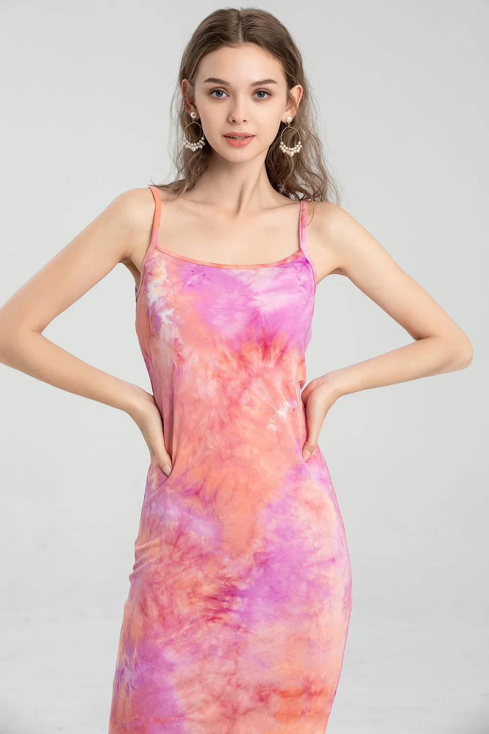 Vestido de Verão Casual Largura Solta em Algodão com Alças Finas para Meninas