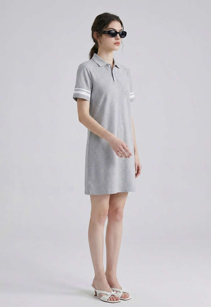 Vestidos Casuais Leves e Macios com Botão e Gola, Vestidos Esticáveis para Viagem com Impressão Personalizada