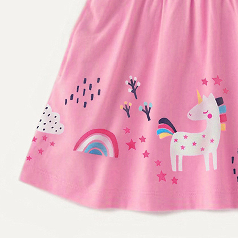 2022 Novos Vestidos de Algodão Listrados Impressos para Bebês Meninas, Respirável, Vestido Casual de Primavera e Verão para Crianças