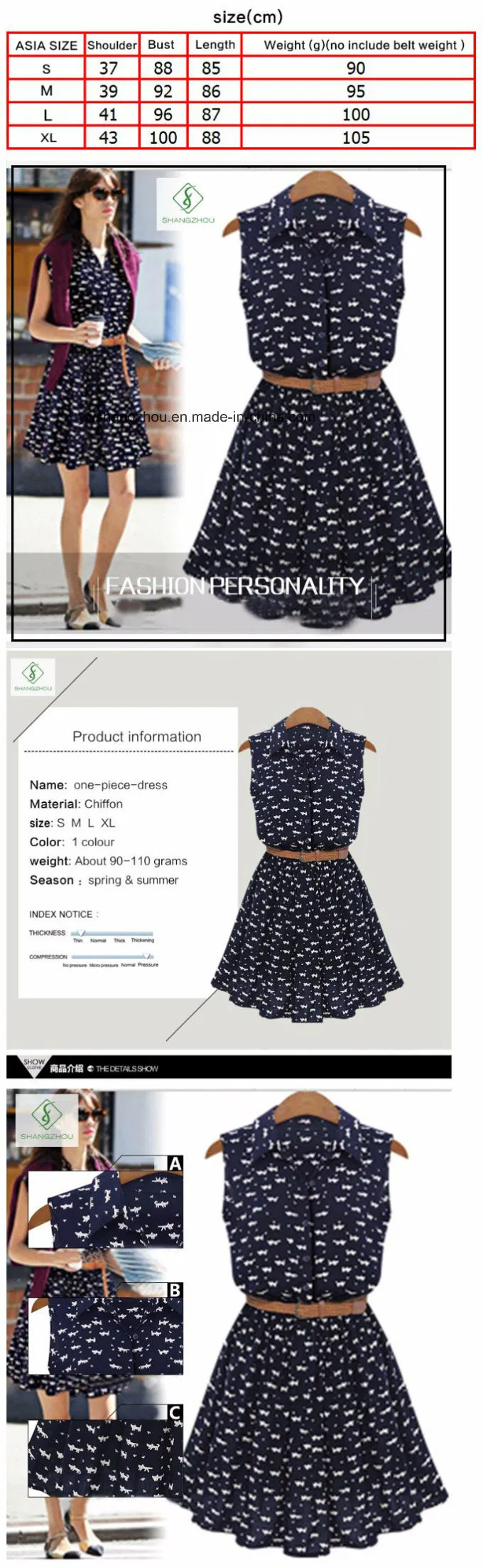 Vestido Casual de Colarinho em Algodão para Mulheres com Novo Design de Moda Fábrica