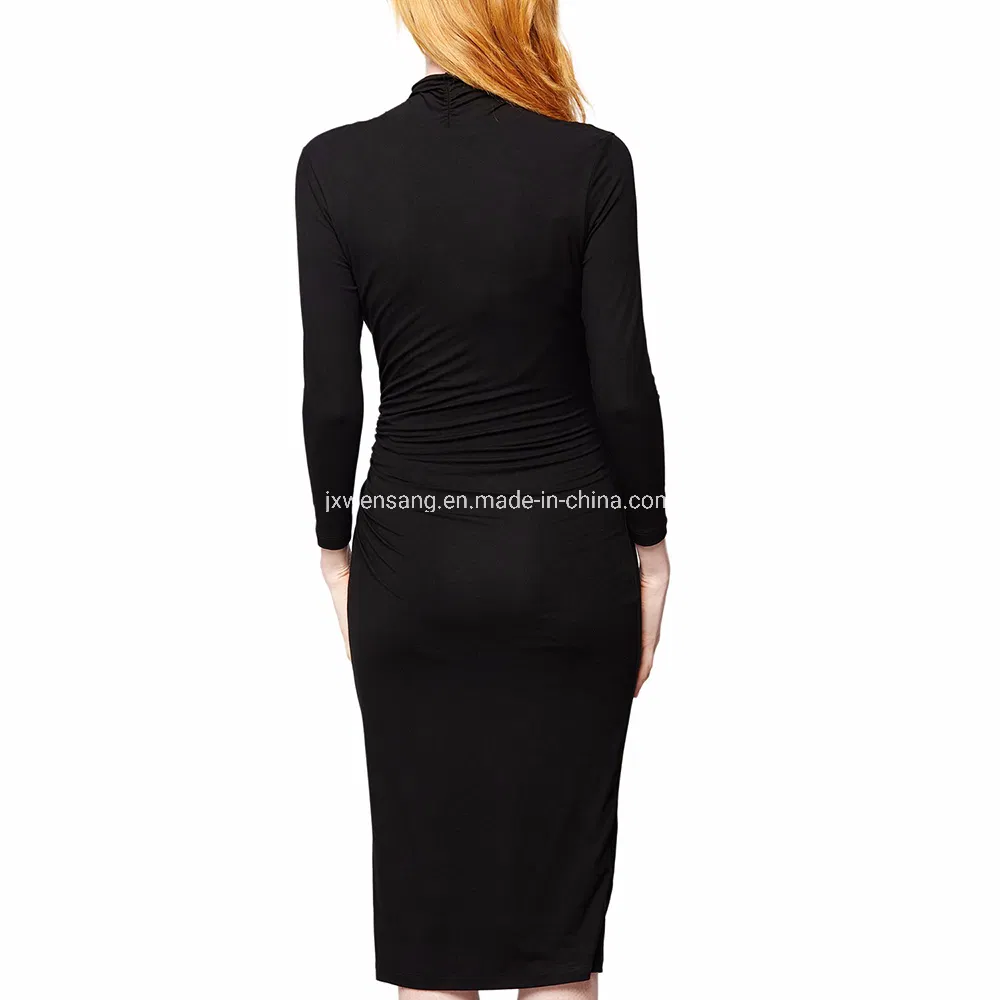 Vestido Maxi Envolvente Casual de Maternidade em Lã Merino da Austrália