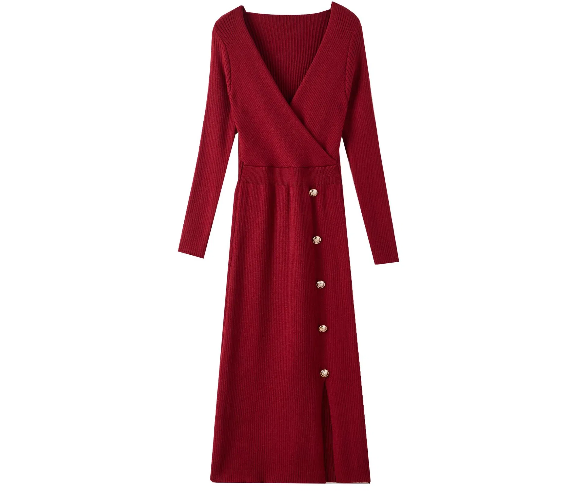 2025 Vestido de Malha Casual Feminino Midi