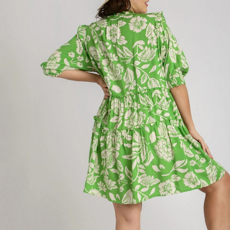 Vestido Mini Camadas Múltiplas Estampado Boho Personalizado de Atacado Alta Qualidade Respirável em Rayon Casual
