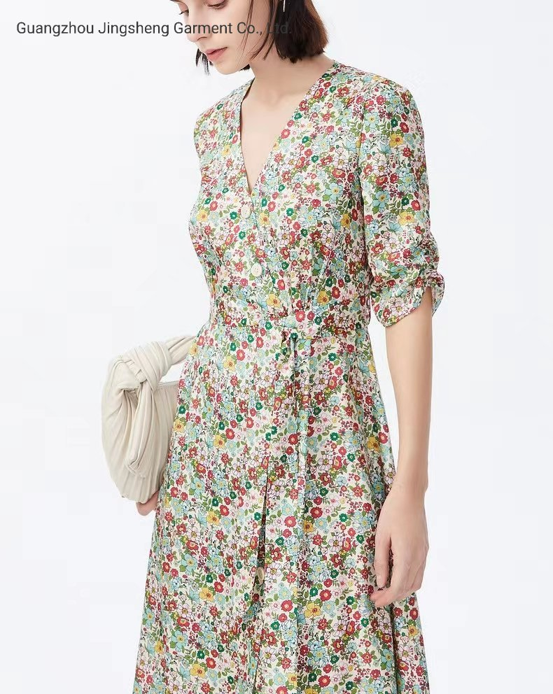 Vestidos de Verão Casuais Florais com Poás Boho para Praia e Noite Atacado na China Vestuário Feminino para Festa