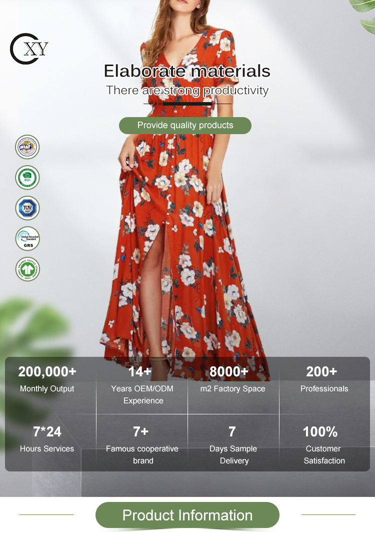 Vestido Maxi de Praia Elegante Urbano com Botões Florais Casuais para Mulher