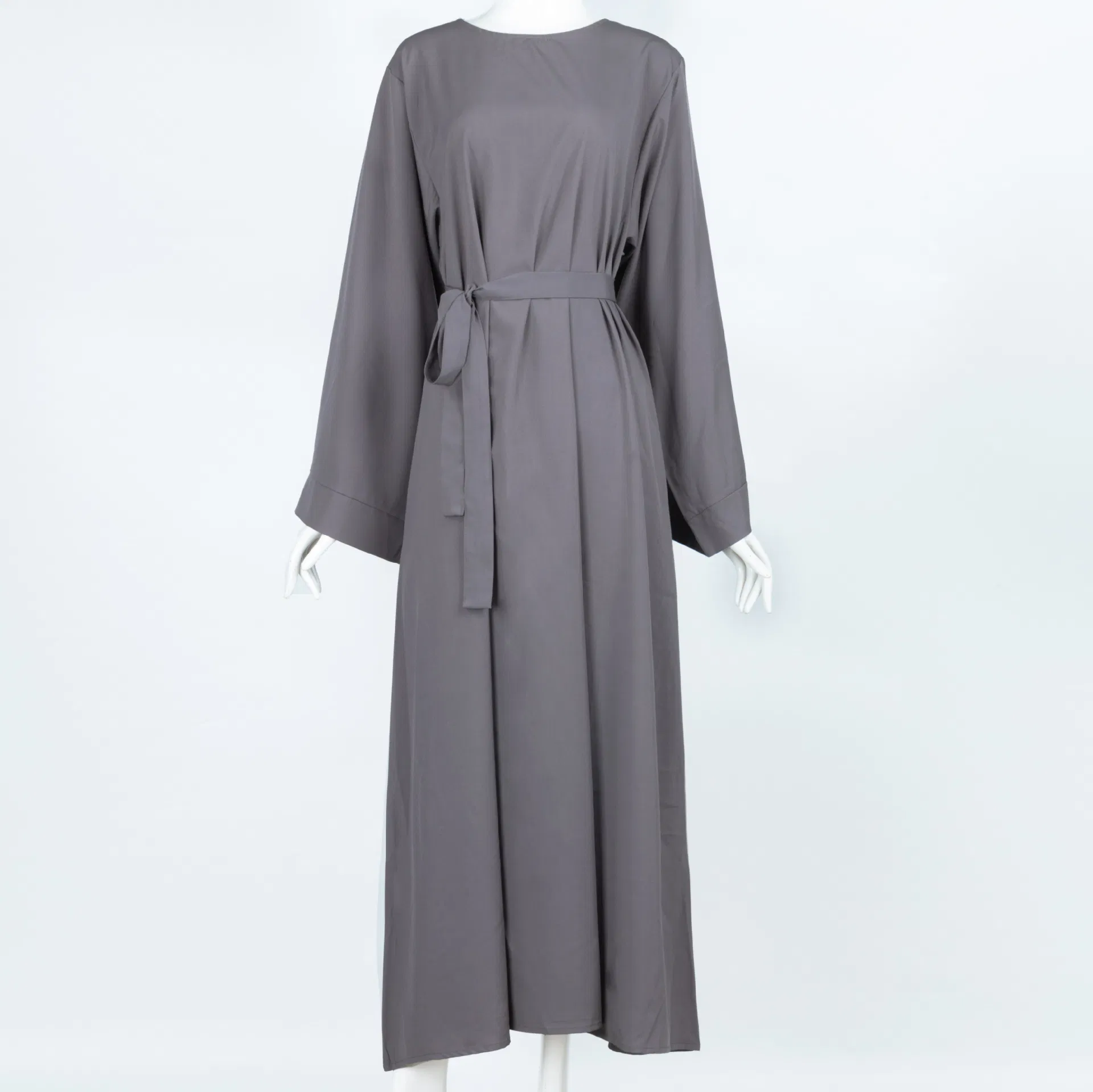 Vestido de manga longa de algodão casual de inverno para mulheres, com decote redondo e estilo solto